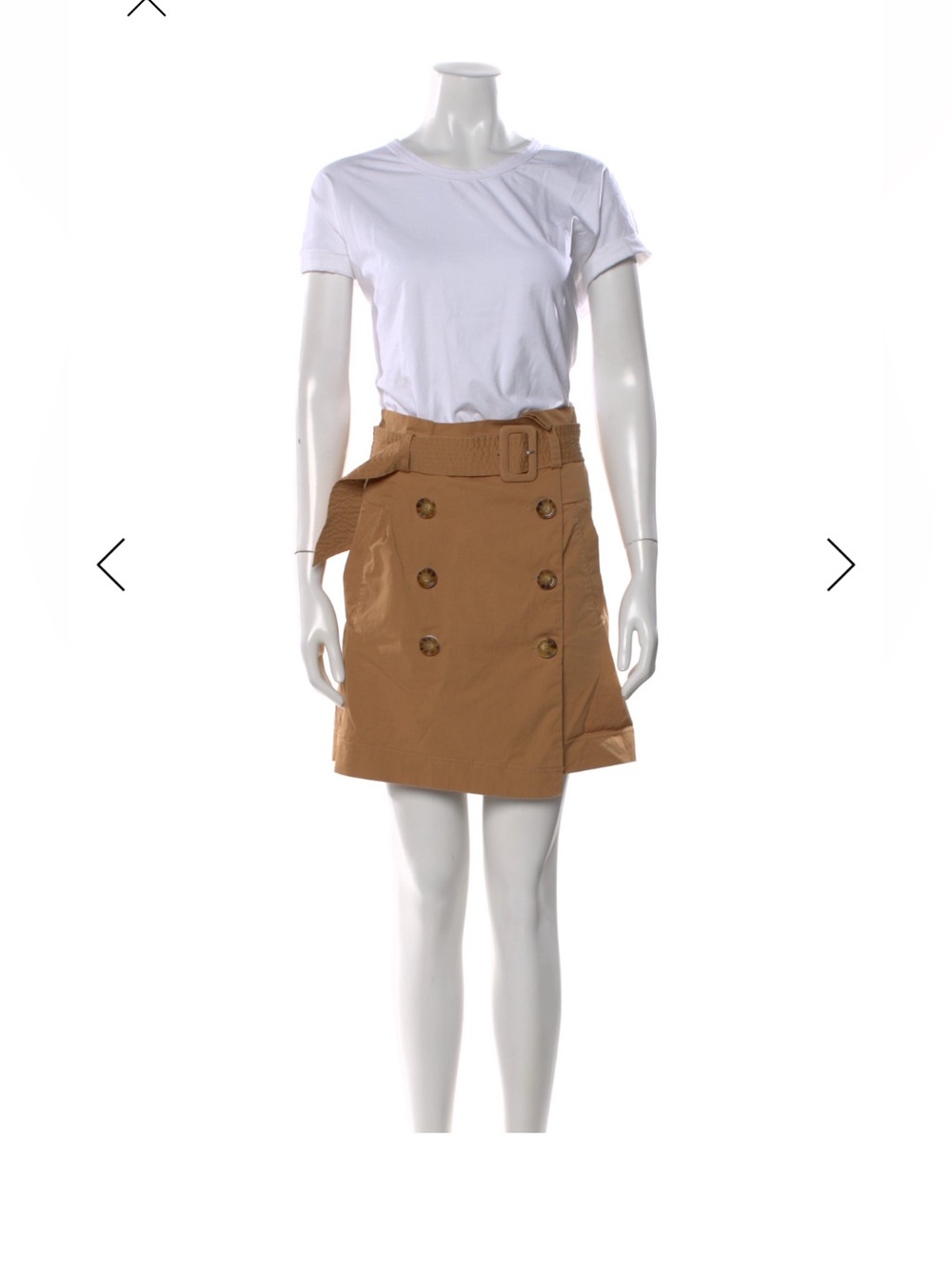 Veronica Beard Camel Double-Breasted Mini Skirt with Belt